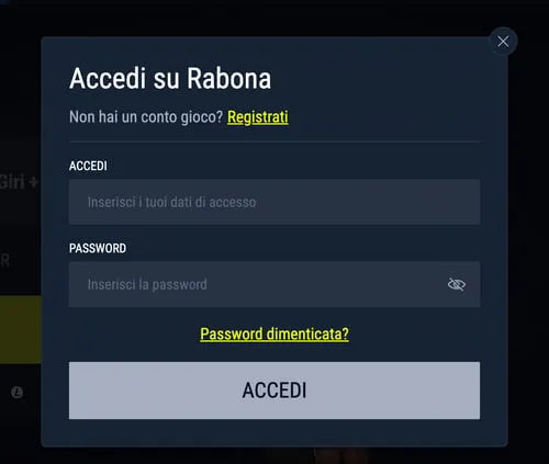 تسجيل الدخول إلى Rabona